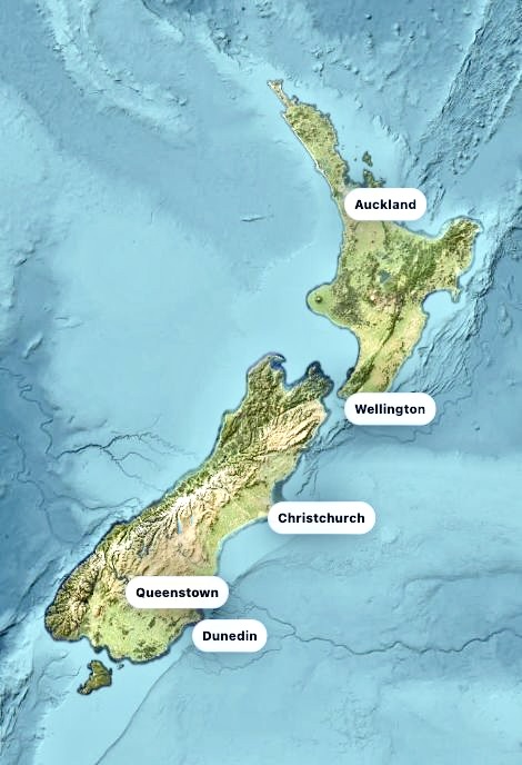 New Zealand aerial locator map