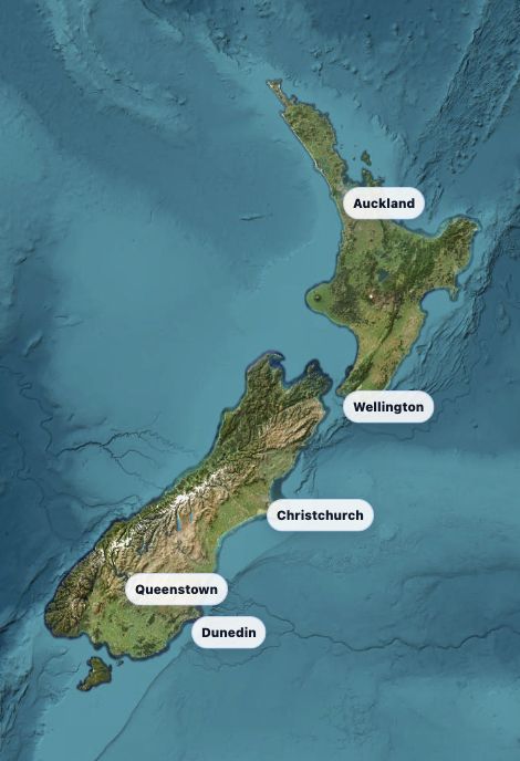 New Zealand aerial locator map