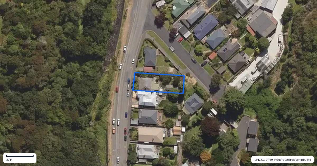 Property context map for 190 Malvern Street, Woodhaugh, Dunedin