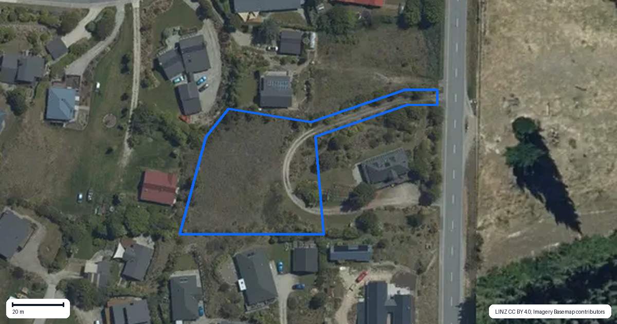 Property context map for 16 Muir Road, Lake Hawea