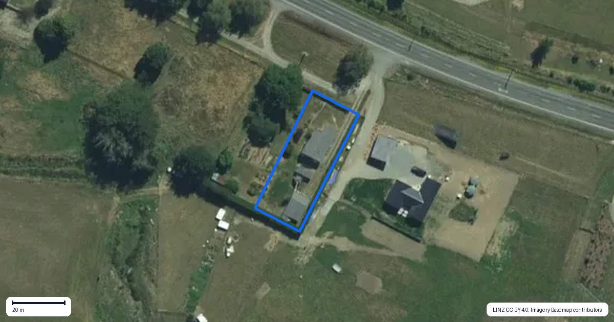 Property context map for 1505 Waimea Highway, Mandeville, Gore