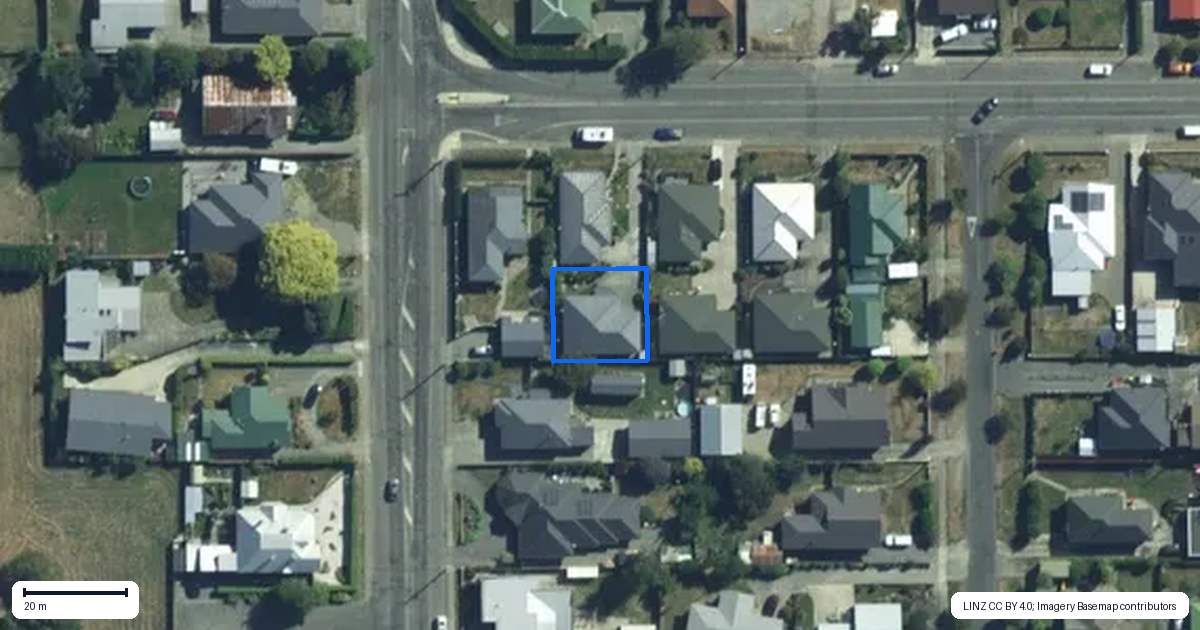 Property context map for 36A Eccles Street, Gore