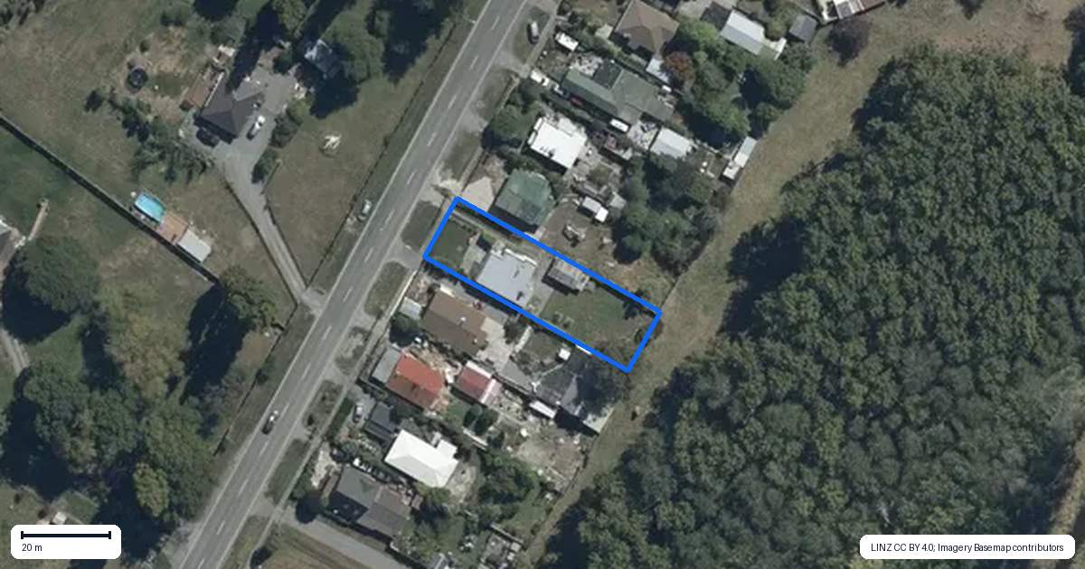 Property context map for 102 Kainga Road, Kainga, Christchurch