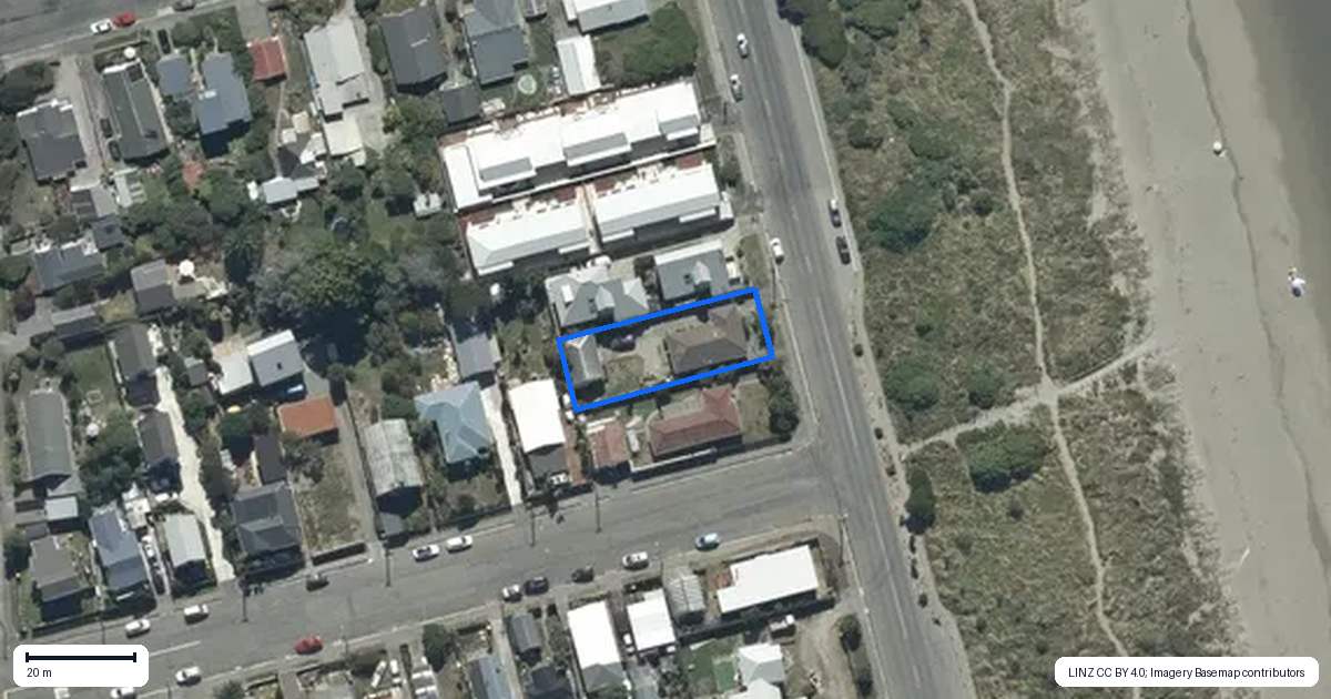 Property context map for 54 Marine Parade, North New Brighton, Christchurch