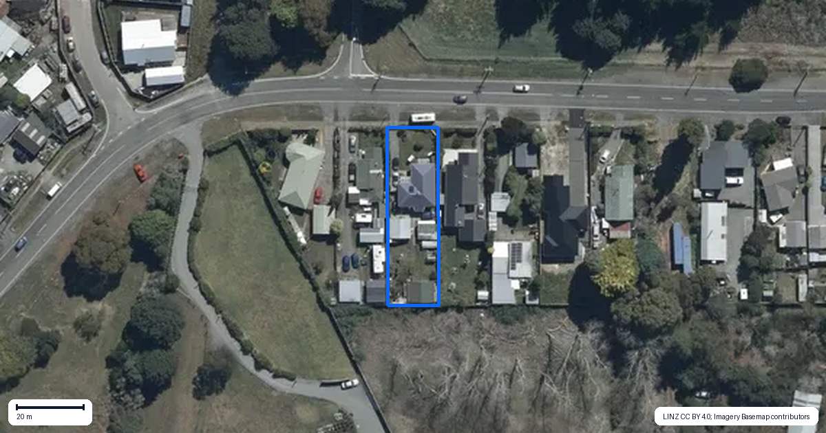Property context map for 198 Kainga Road, Kainga, Christchurch