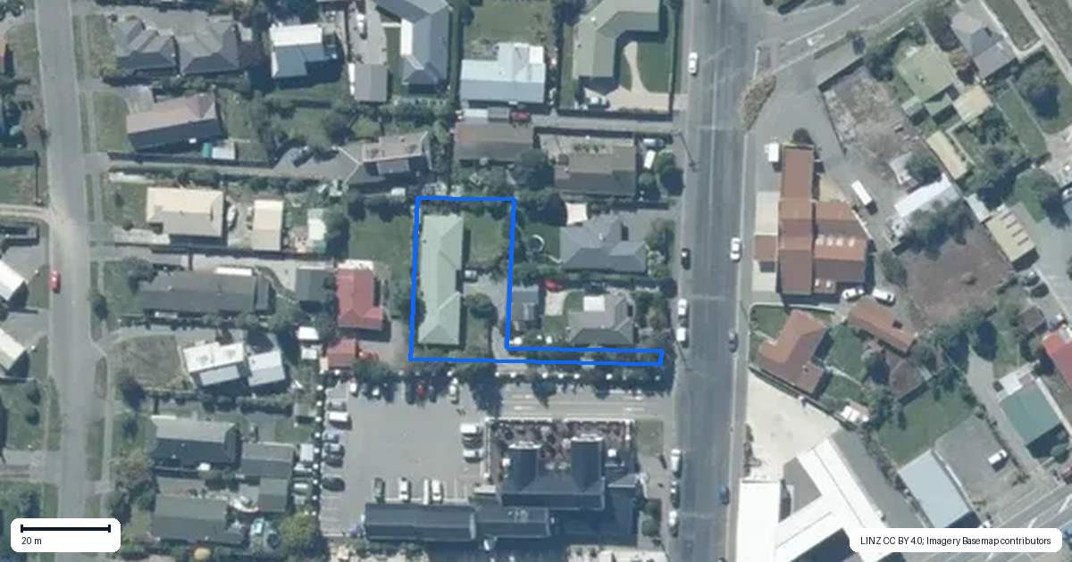 Property context map for 7 Market Street, Leeston