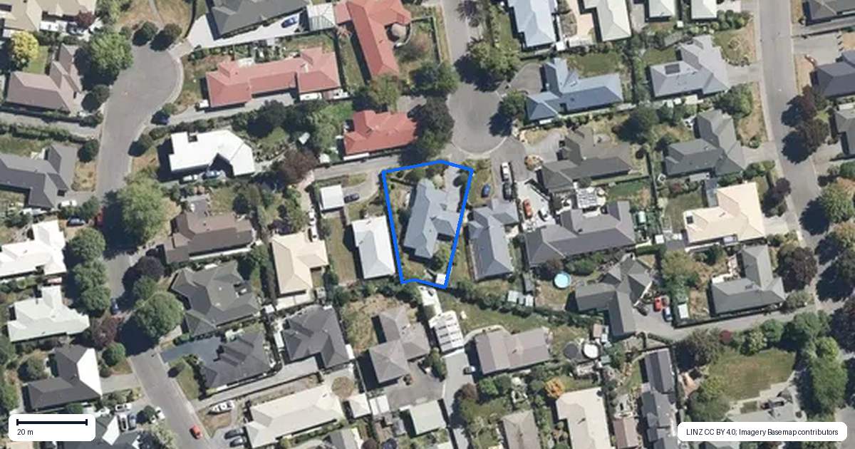 Property context map for 8 Carmana Gardens, Rangiora