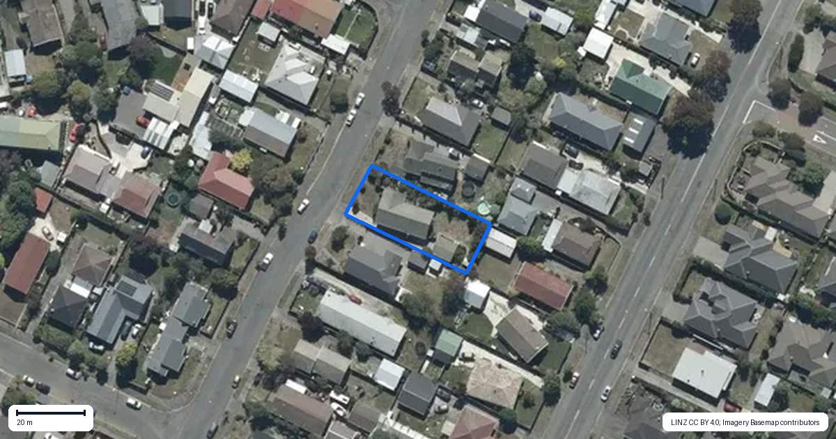 Property context map for 20 Ashwood Street, Parklands, Christchurch