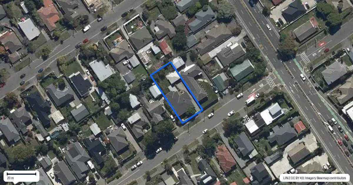 Property context map for 203 Knowles Street, St Albans, Christchurch