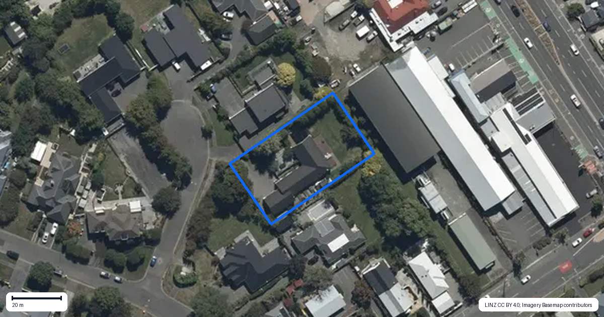 Property context map for 8 Carnaby Close, St Albans, Christchurch