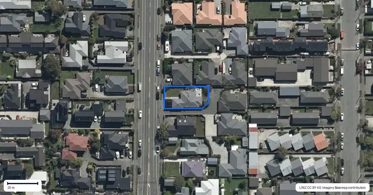 Property context map for 586 Madras Street, St Albans, Christchurch