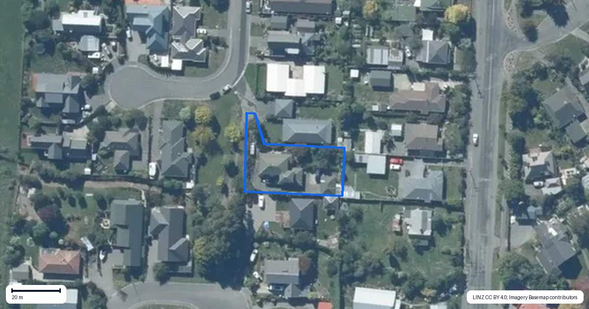 Property context map for 18 Mountain View Place, Leeston