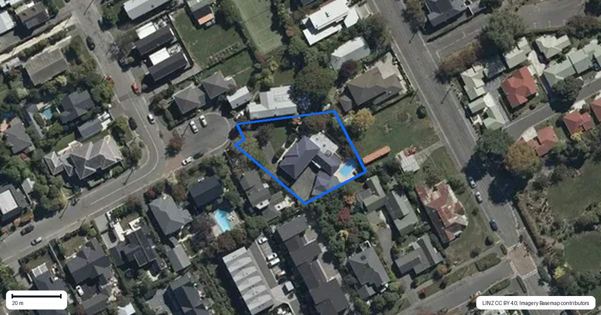 Property context map for 34 Beverley Street, St Albans, Christchurch