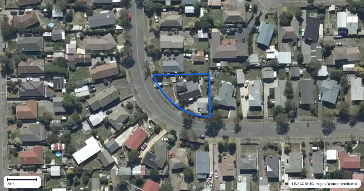 Property context map for 16 Cottonwood Street, Parklands, Christchurch