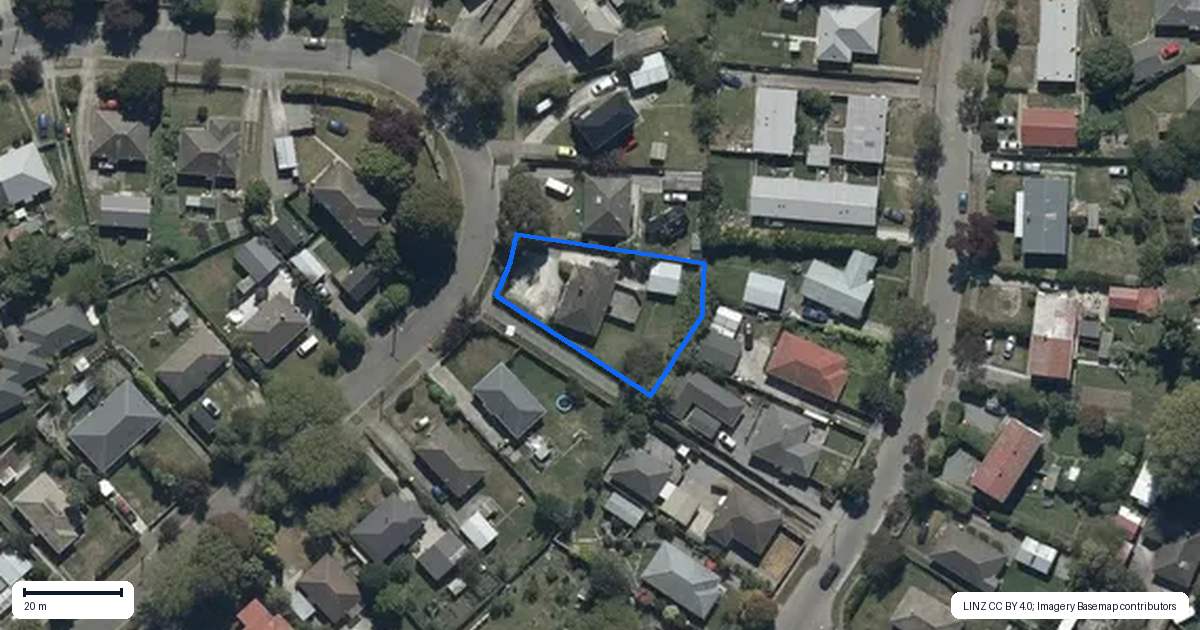 Property context map for 16 Attlee Crescent, Bryndwr, Christchurch