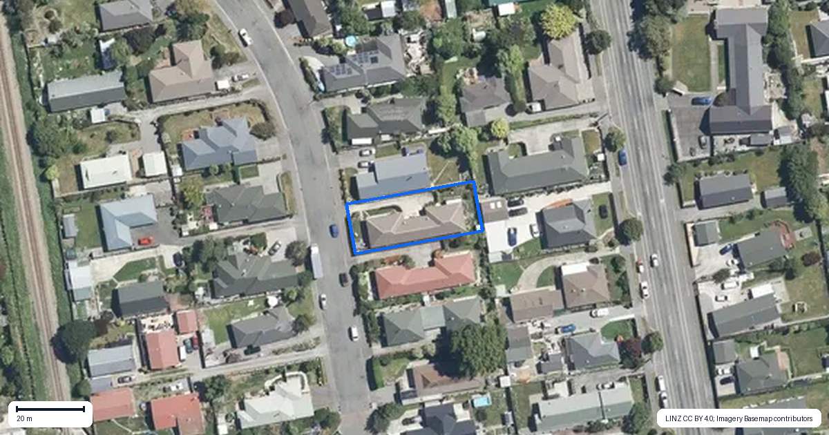 Property context map for 16 Kowhai Avenue, Rangiora