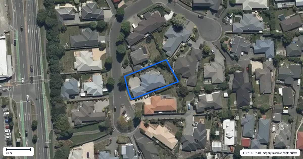Property context map for 19 Baltimore Green, Shirley, Christchurch