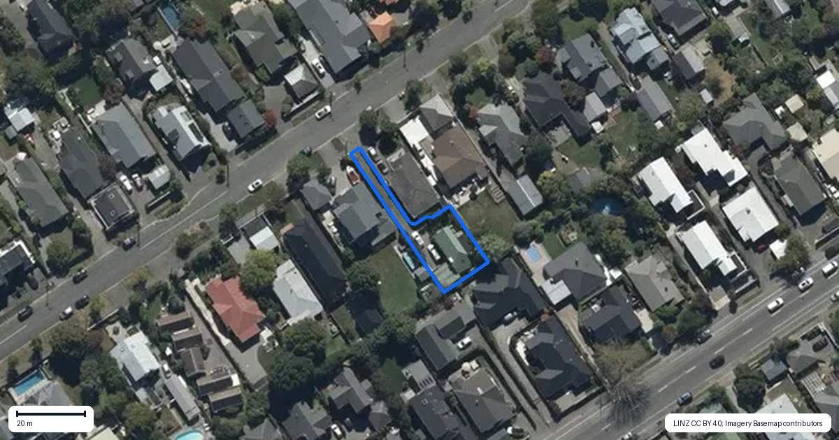 Property context map for 114 Knowles Street, St Albans, Christchurch