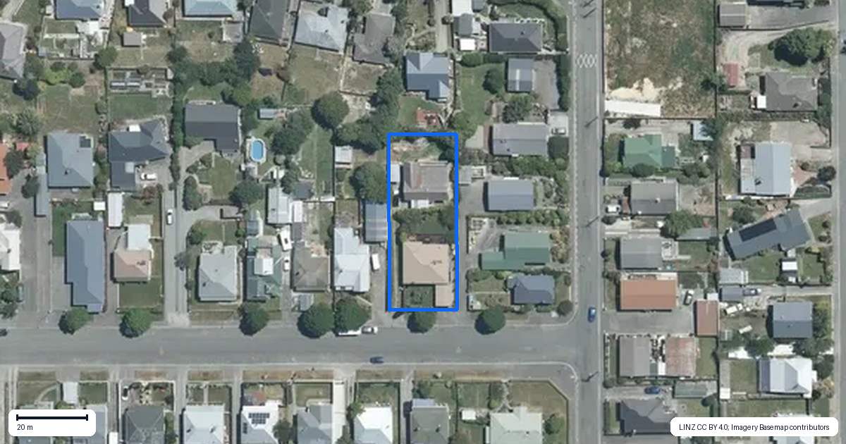Property context map for 1A Raymond Street, West End, Timaru
