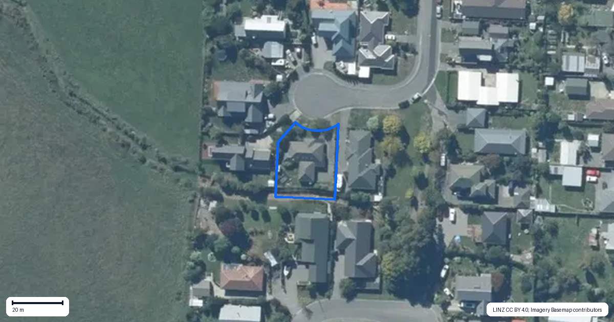Property context map for 22 Mountain View Place, Leeston