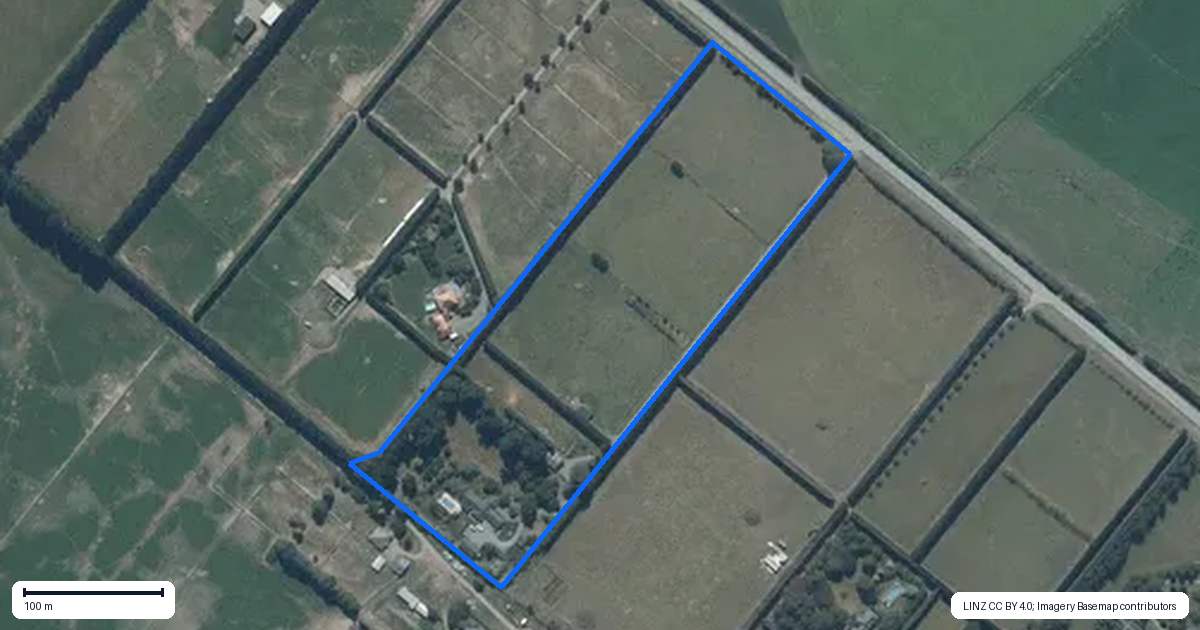 Property context map for 1195 Hoskyns Road, Kirwee