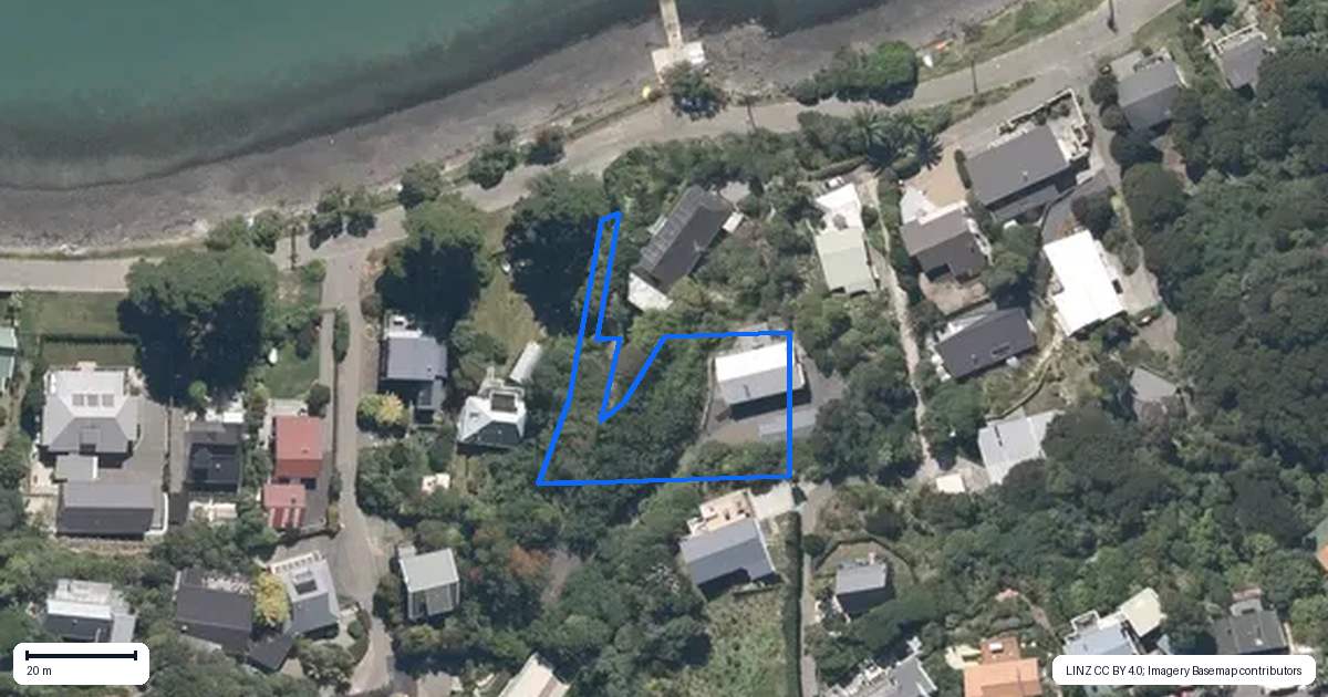 Property context map for 223 Beach Road, Akaroa