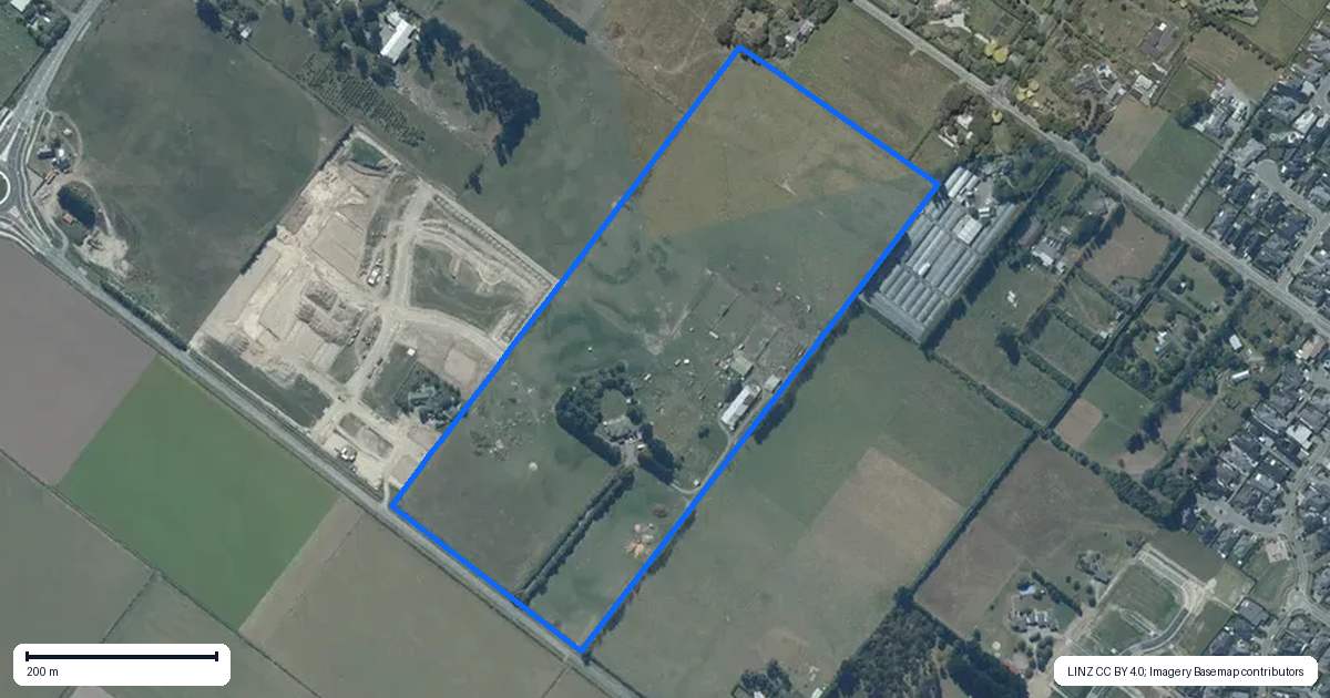 Property context map for 250 Hamptons Road, Prebbleton