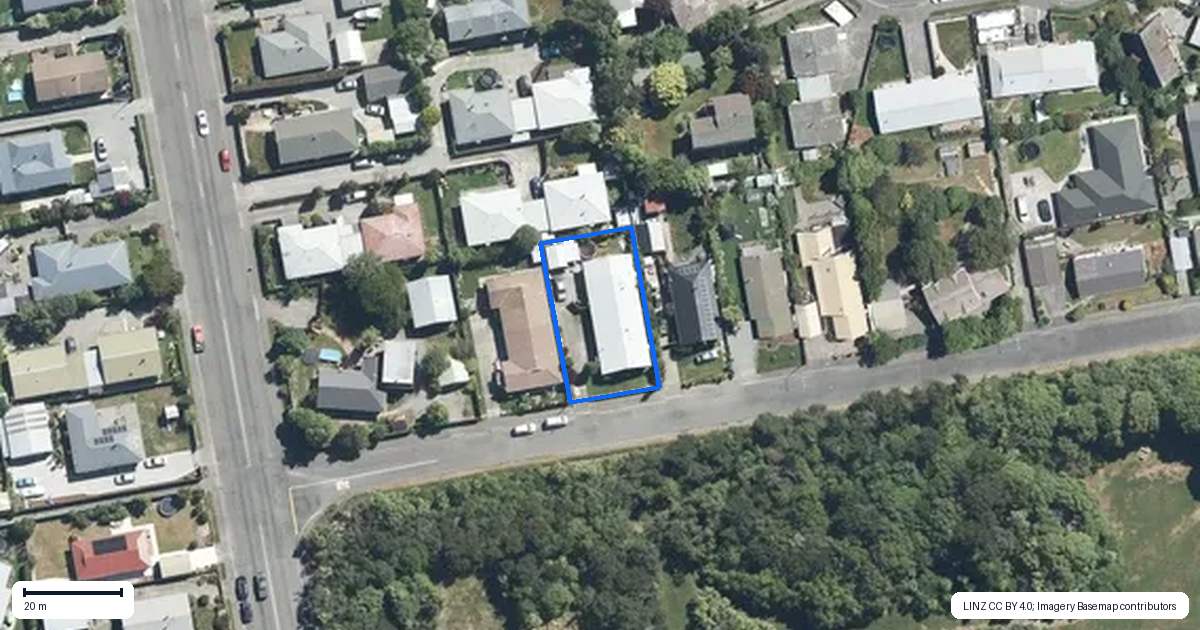 Property context map for 20A William Street, Rangiora