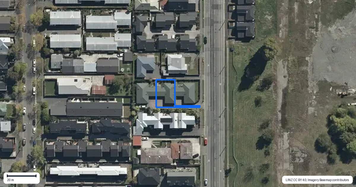 Property context map for 487 Madras Street, St Albans, Christchurch