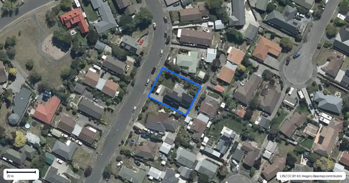 Property context map for 44 Valecrest Avenue, Parklands, Christchurch