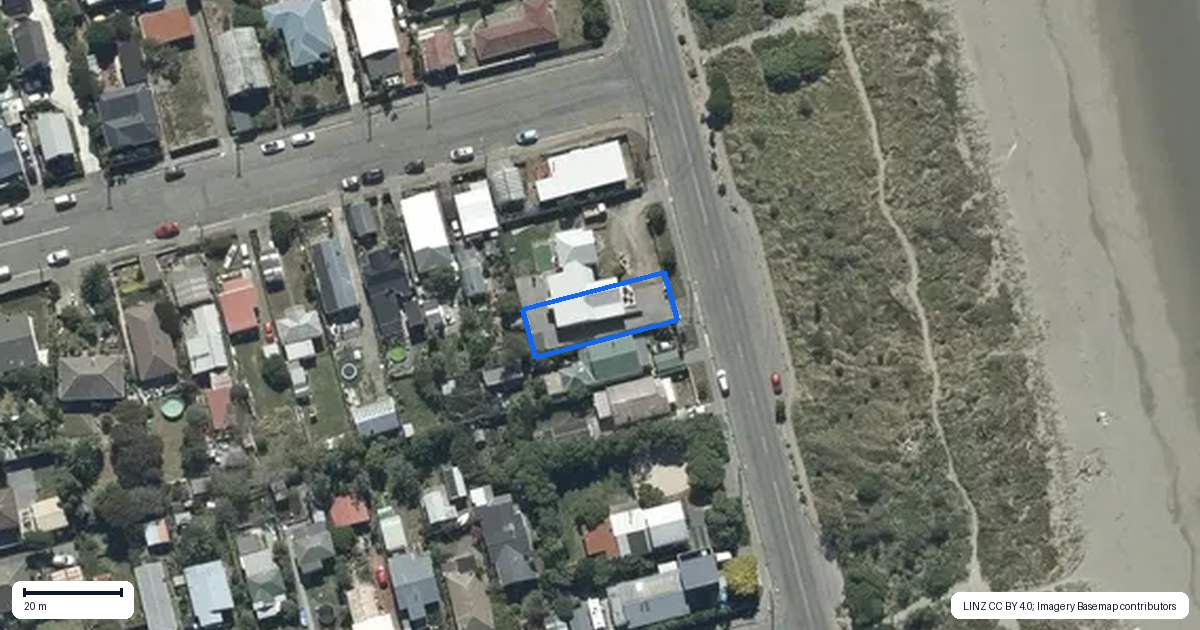 Property context map for 58 Marine Parade, North New Brighton, Christchurch
