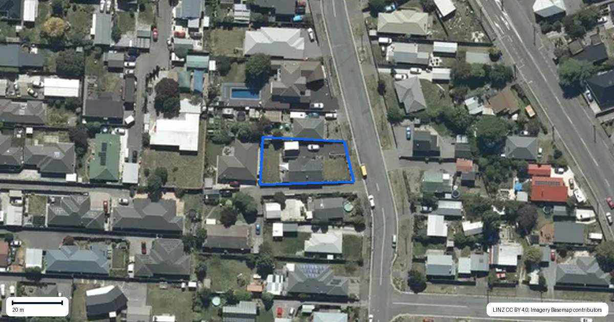Property context map for 20 Baker Street, New Brighton, Christchurch