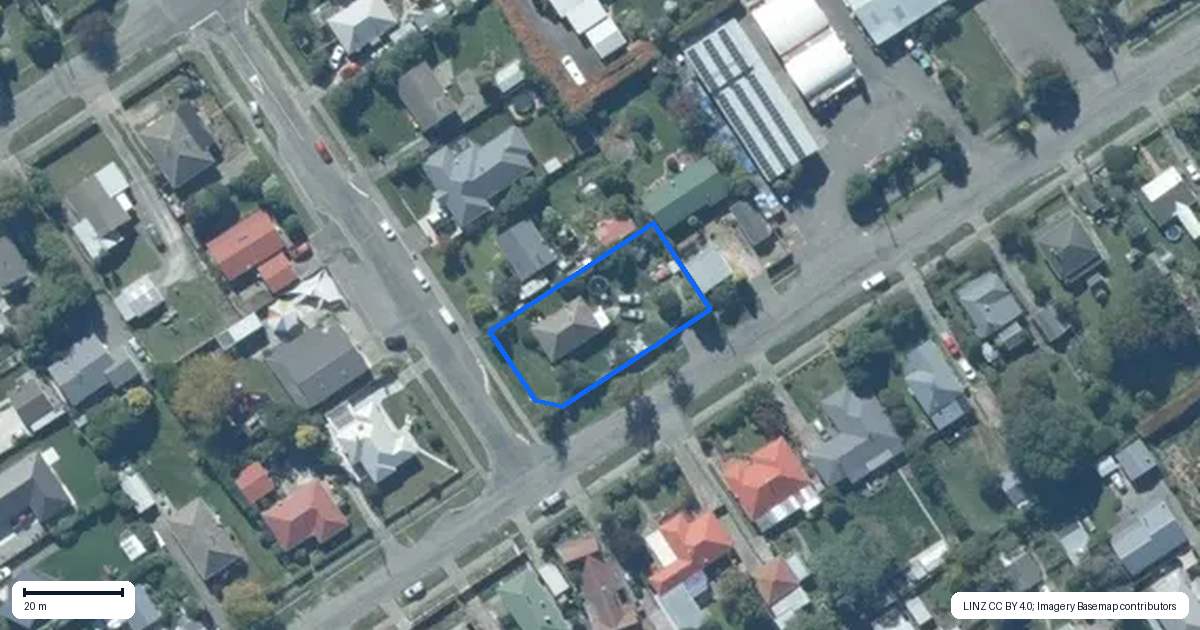 Property context map for 1 May Street, Leeston