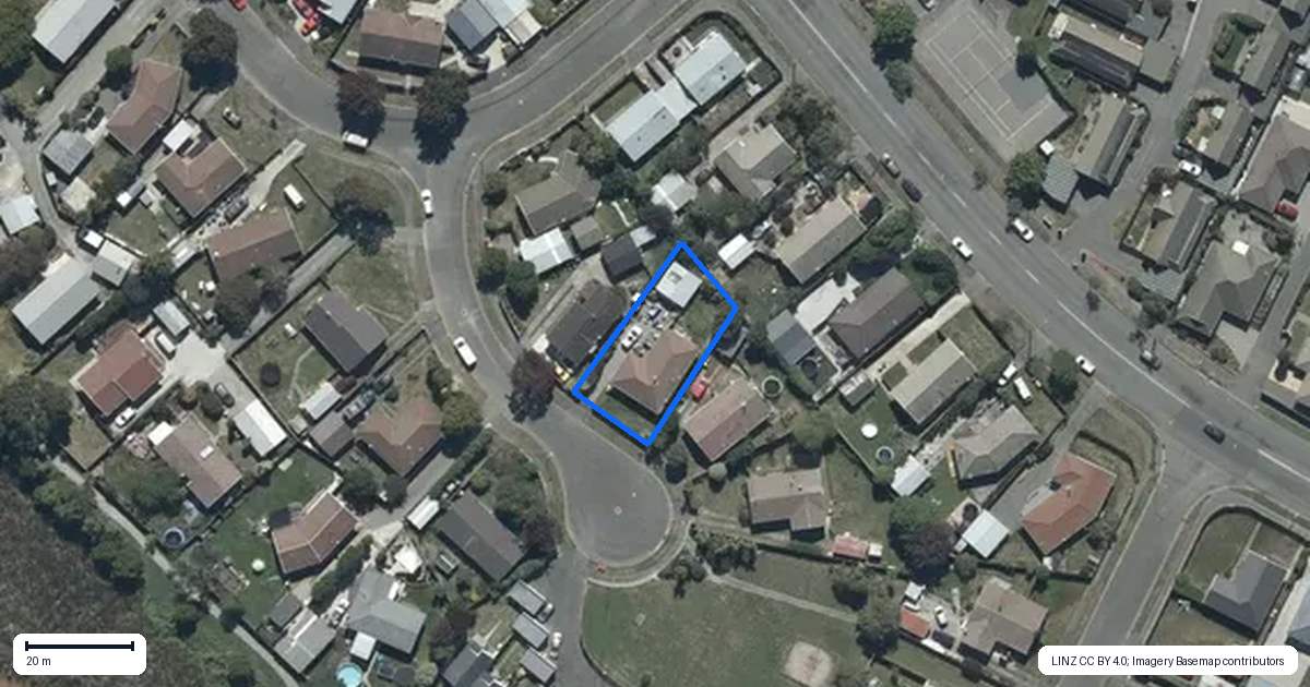 Property context map for 9 Curzon Place, Parklands, Christchurch
