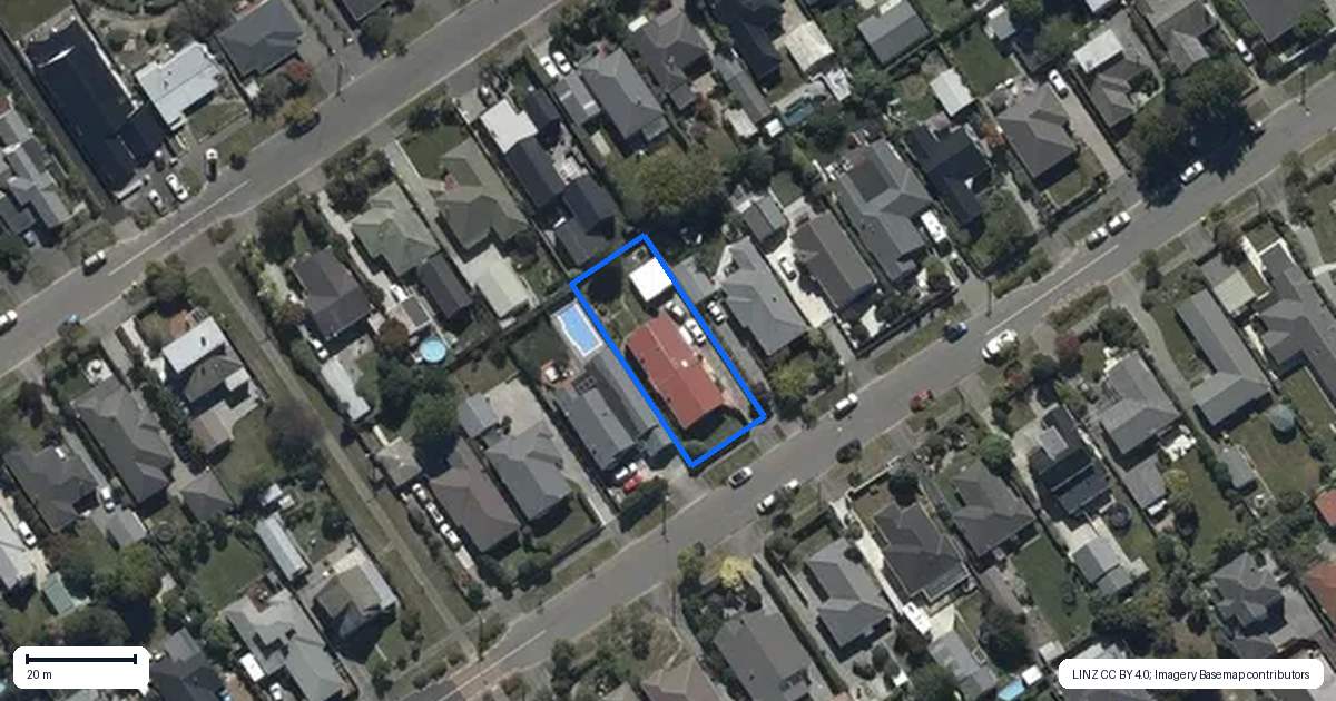 Property context map for 1/187 Knowles Street, St Albans, Christchurch