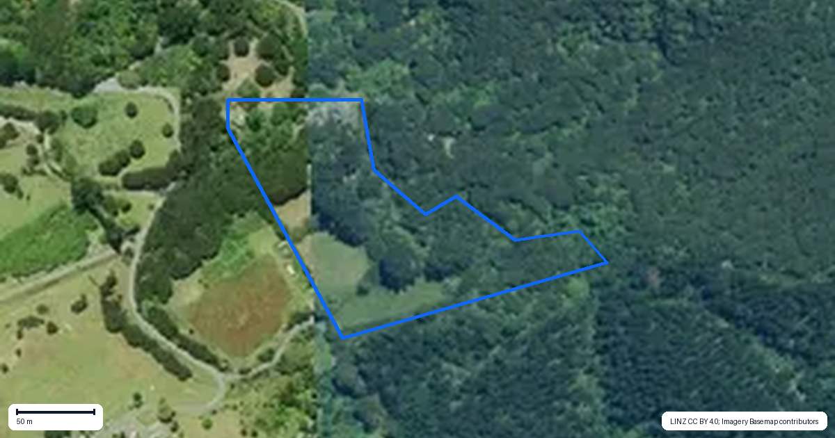 Property context map for 877 Tiki Quarry Road, Preece Point, Coromandel