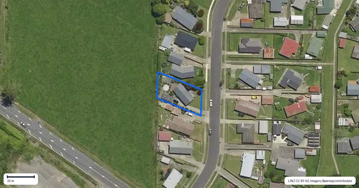 Property context map for 53 Puriri Crescent, Edgecumbe