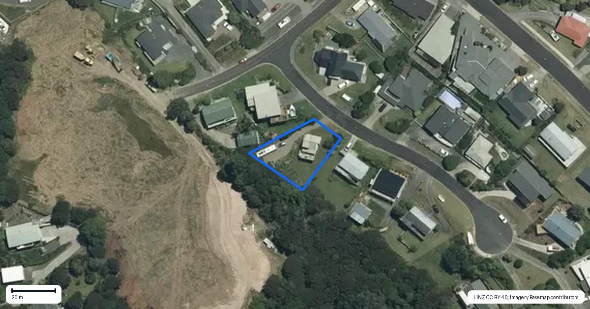 Property context map for 16 Rabbit Way, Whitianga