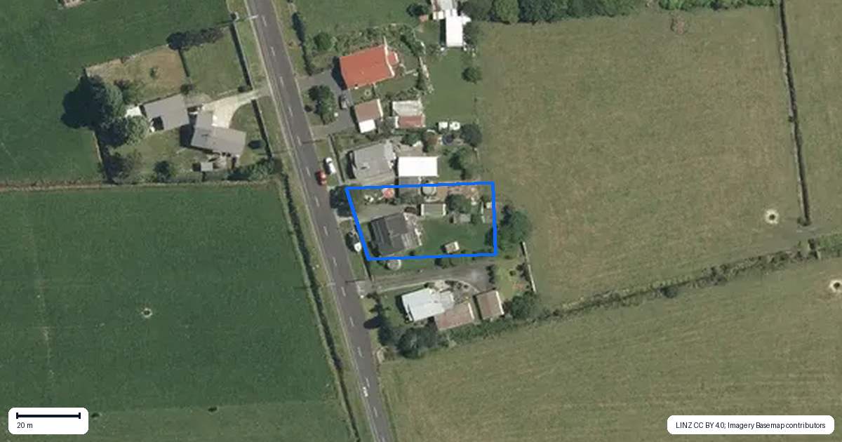 Property context map for 45 Farmer Road, Waitoa