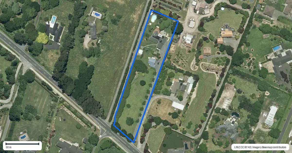Property context map for 307 Newell Road, Tamahere, Hamilton
