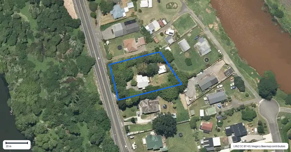 Property context map for 7 Great South Road, Taupiri