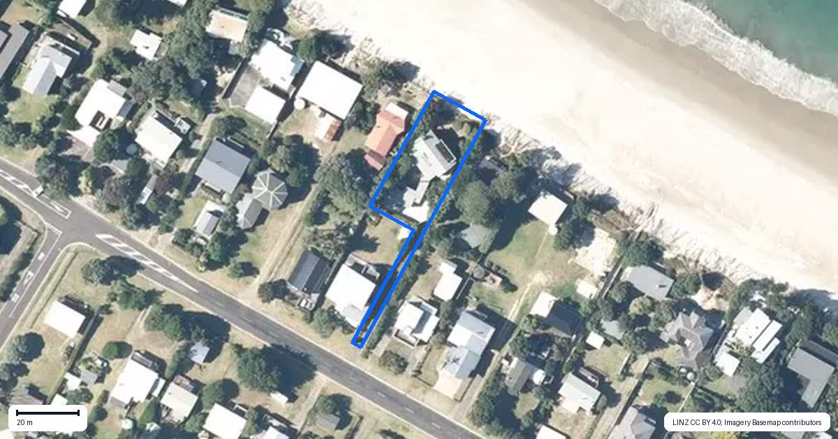 Property context map for 248 Tangiora Avenue, Whangapoua, Coromandel