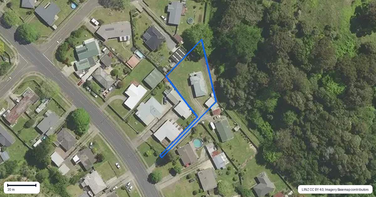 Property context map for 401 River Road, Kawerau