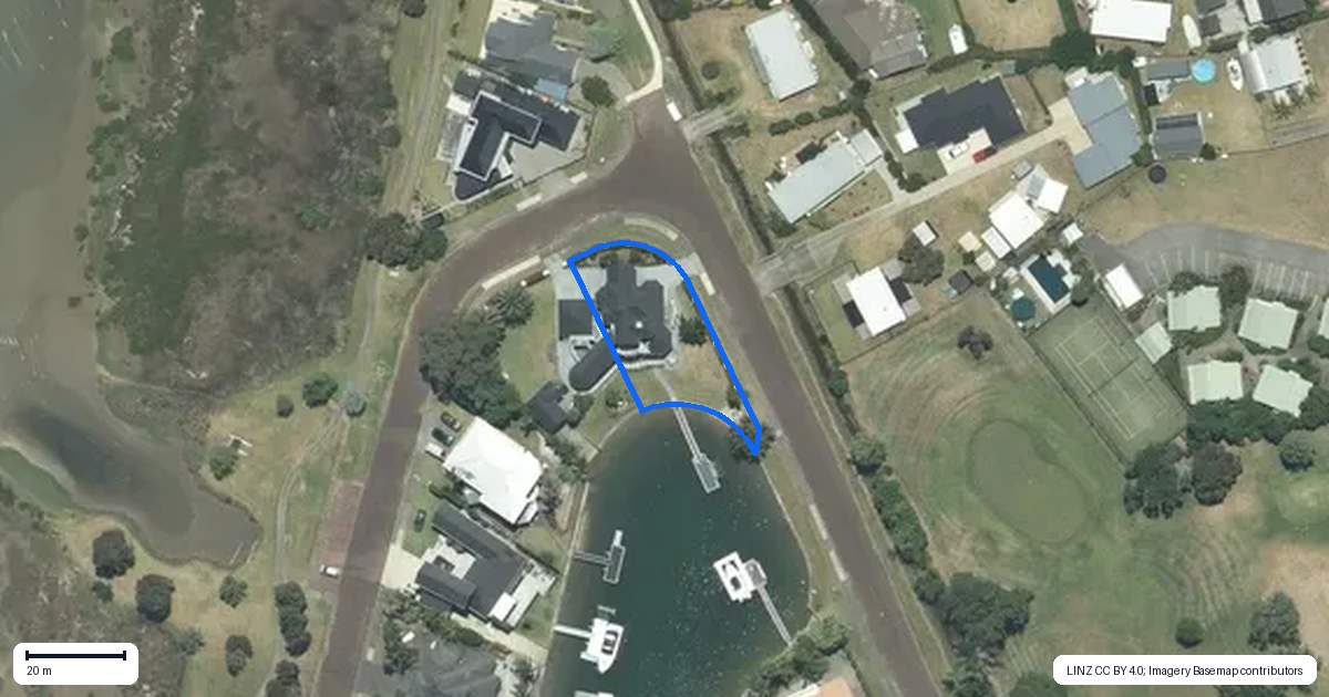 Property context map for 601 Waterways Parade, Pauanui