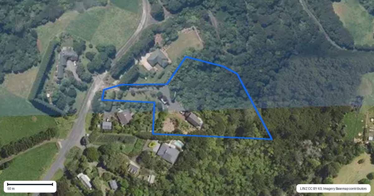 Property context map for 281B Lund Road, Aongatete