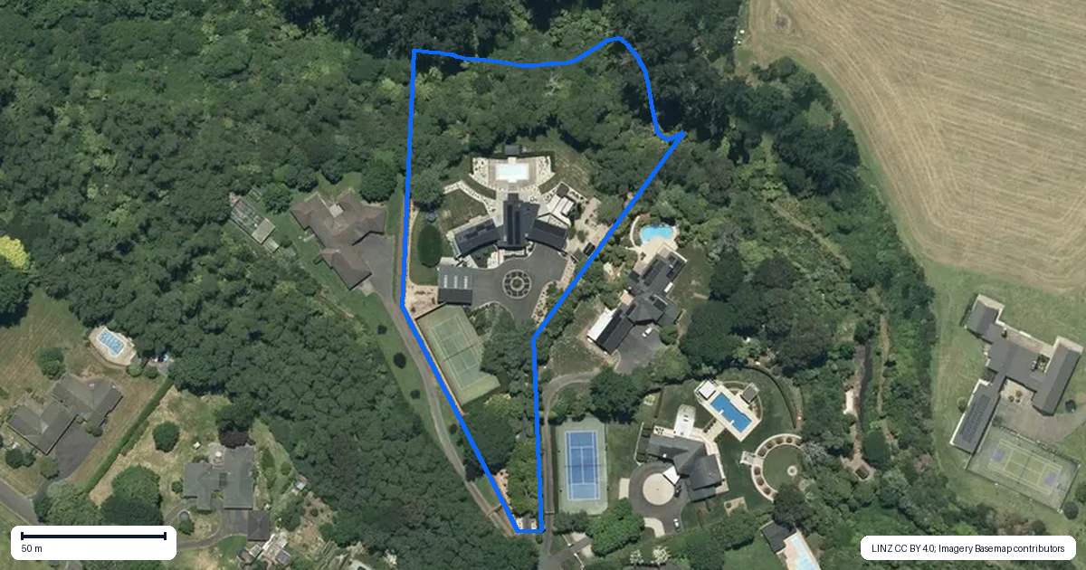 Property context map for 9 Acacia Grove, Tamahere, Hamilton