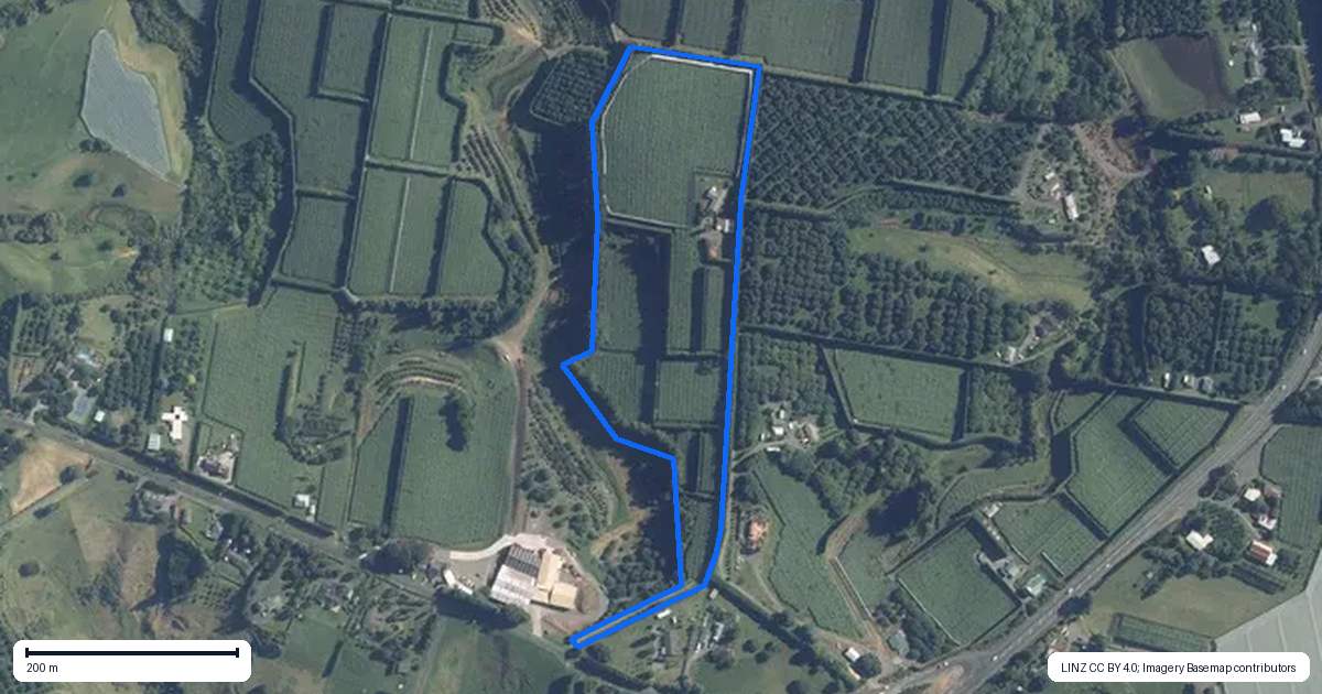 Property context map for 40 Woodland Road, Tahawai