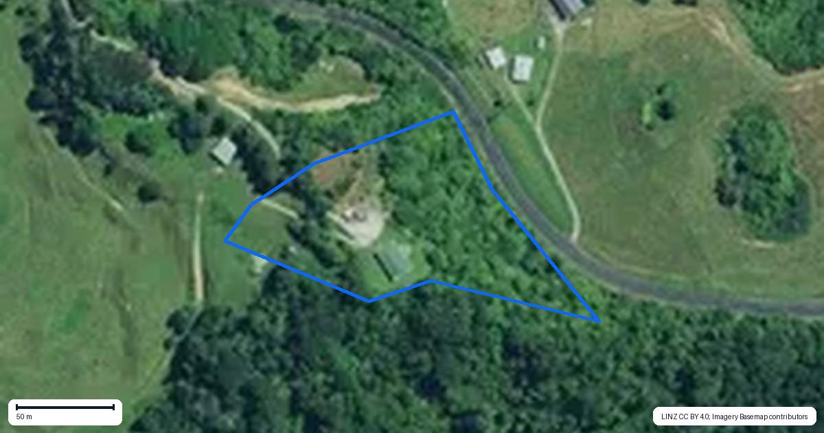 Property context map for 447 Te Anga Road, Waitomo, Te Kuiti
