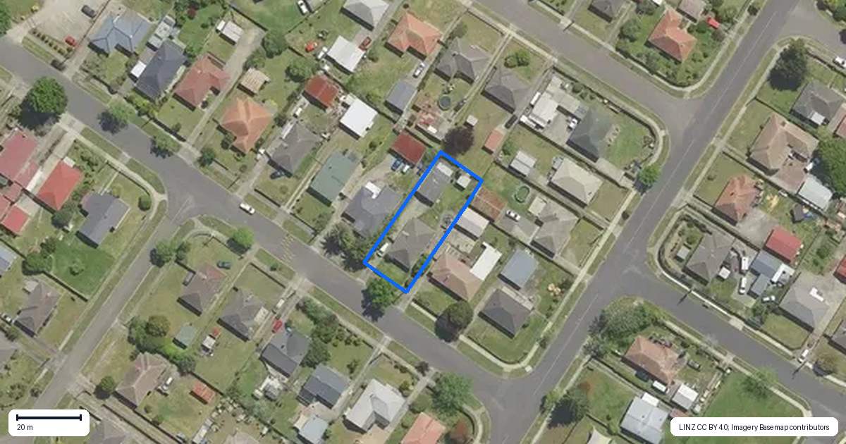 Property context map for 20 Gordon Street, Kawerau