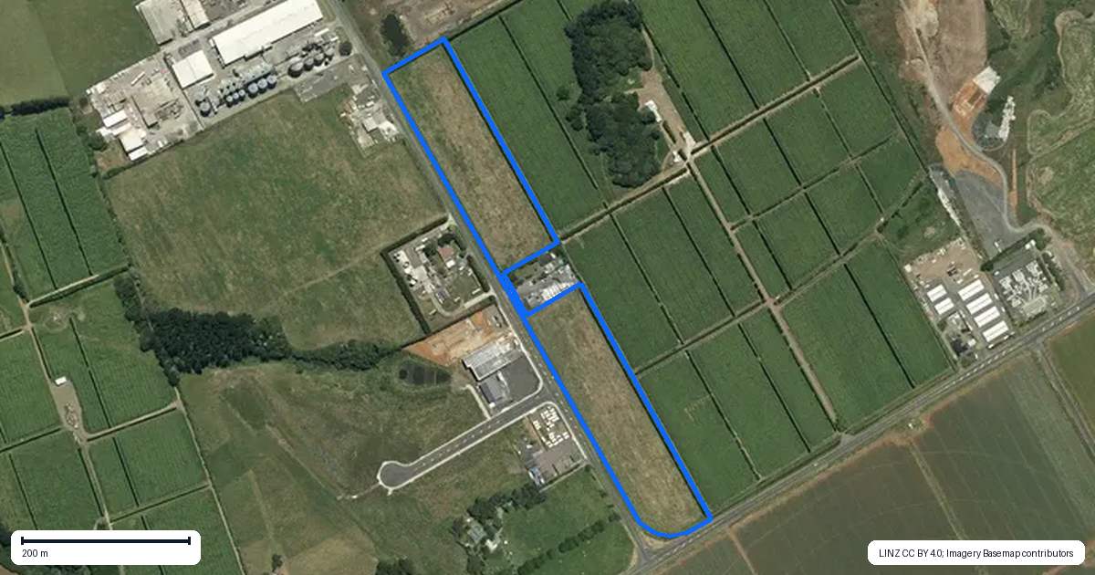 Property context map for 105 Bollard Road, Tuakau